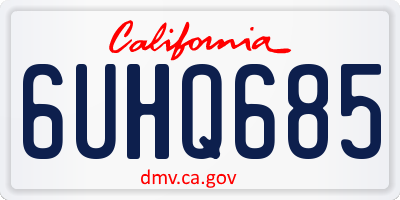 CA license plate 6UHQ685