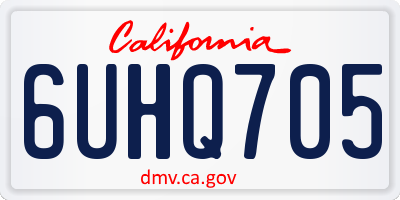 CA license plate 6UHQ705