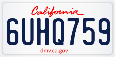 CA license plate 6UHQ759