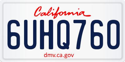 CA license plate 6UHQ760