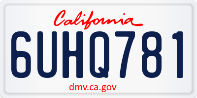 CA license plate 6UHQ781