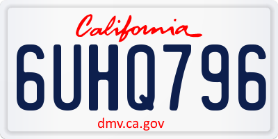 CA license plate 6UHQ796