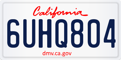 CA license plate 6UHQ804
