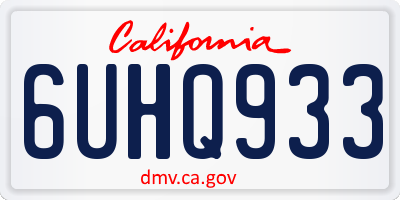 CA license plate 6UHQ933