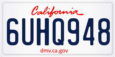 CA license plate 6UHQ948