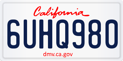 CA license plate 6UHQ980