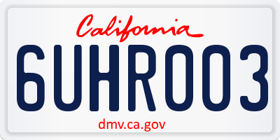 CA license plate 6UHR003