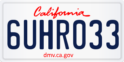 CA license plate 6UHR033