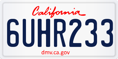 CA license plate 6UHR233