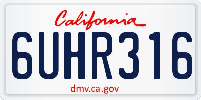 CA license plate 6UHR316