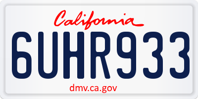 CA license plate 6UHR933