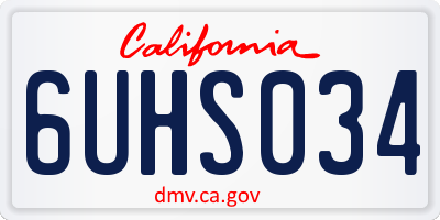 CA license plate 6UHS034
