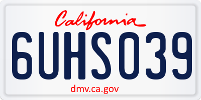CA license plate 6UHS039