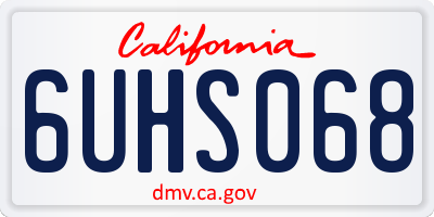 CA license plate 6UHS068