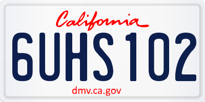 CA license plate 6UHS102