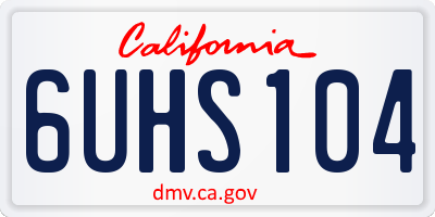 CA license plate 6UHS104