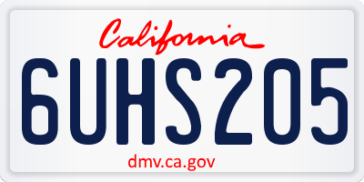 CA license plate 6UHS205