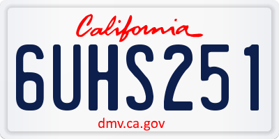 CA license plate 6UHS251