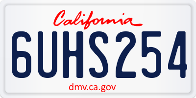 CA license plate 6UHS254