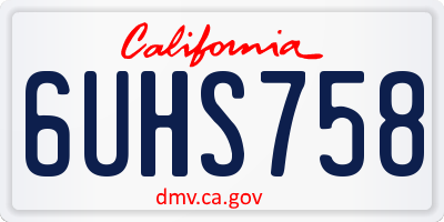 CA license plate 6UHS758