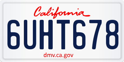CA license plate 6UHT678