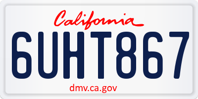 CA license plate 6UHT867