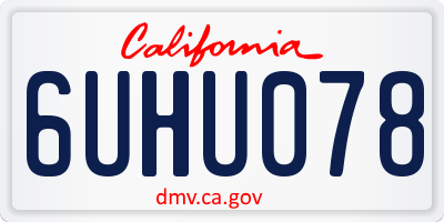CA license plate 6UHU078
