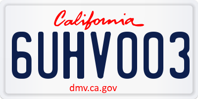 CA license plate 6UHV003