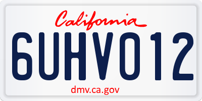 CA license plate 6UHV012