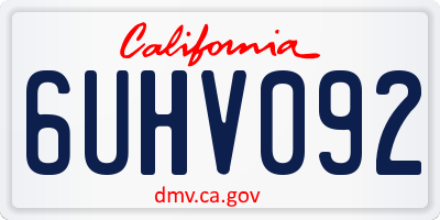 CA license plate 6UHV092