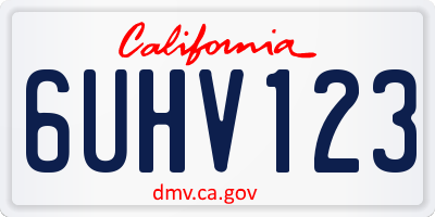 CA license plate 6UHV123