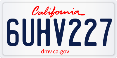 CA license plate 6UHV227