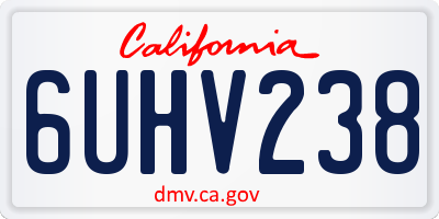 CA license plate 6UHV238