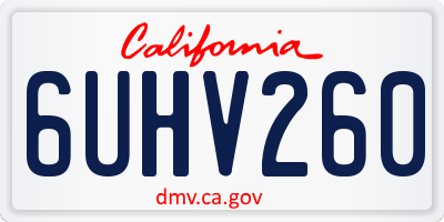 CA license plate 6UHV260