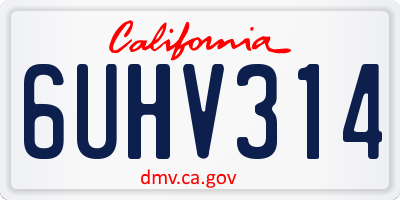 CA license plate 6UHV314
