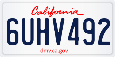 CA license plate 6UHV492