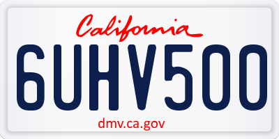 CA license plate 6UHV500