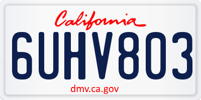 CA license plate 6UHV803
