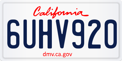 CA license plate 6UHV920