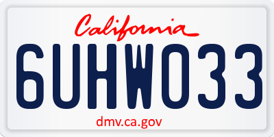 CA license plate 6UHW033