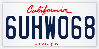 CA license plate 6UHW068