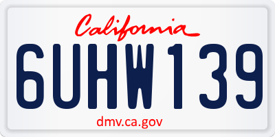 CA license plate 6UHW139