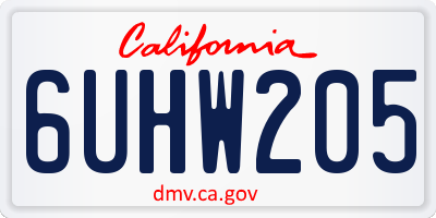 CA license plate 6UHW205