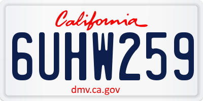CA license plate 6UHW259
