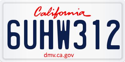 CA license plate 6UHW312