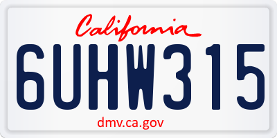 CA license plate 6UHW315