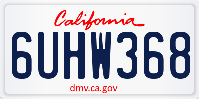 CA license plate 6UHW368