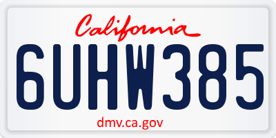 CA license plate 6UHW385