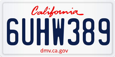 CA license plate 6UHW389