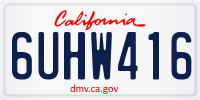 CA license plate 6UHW416